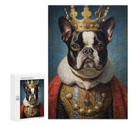 Puzzle Difficile pour Adultes 300 PCS Boston Terrier The King Casse-tête pour Adultes, Jeu De Réflexion, Cadeau d'anniversaire, Cadeaux, 300 PCS