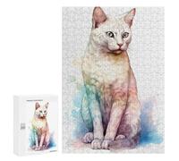 Puzzle Difficile pour Adultes 300 PCS Burmilla Cat Watercolor Casse-tête pour Adultes, Jeu De Réflexion, Cadeau d'anniversaire, Cadeaux, 300 PCS
