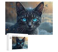 Puzzle Difficile pour Adultes 300 PCS Enchanted Cat with Glowing Eyes Puzzles pour Adultes, Jouet, Décoration Murale, Défi Éducatif De Course De Vitesse Manuelle 300 PCS