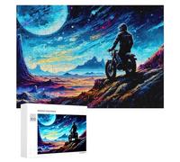 Puzzle Difficile pour Adultes 300 PCS Moonlit Desert Motorcycle Journey Puzzles pour Adultes, Jouet, Décoration Murale, Défi Éducatif De Course De Vitesse Manuelle 300 PCS