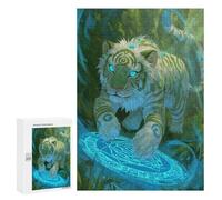 Puzzle Difficile pour Adultes 300 PCS Mystical White Tiger with Magic Circle Casse-tête pour Adultes, Jeu De Réflexion, Cadeau d'anniversaire, Cadeaux, 300 PCS