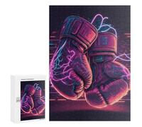 Puzzle Difficile pour Adultes 300 PCS Neon Boxing Gloves Artwork Puzzles pour Adultes, Jouet, Décoration Murale, Défi Éducatif De Course De Vitesse Manuelle 300 PCS