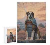 Puzzle Difficile pour Adultes 300 PCS Saint Bernard The Samurai Casse-tête pour Adultes, Jeu De Réflexion, Cadeau d'anniversaire, Cadeaux, 300 PCS