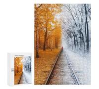 Puzzle Difficile pour Adultes 300 PCS Seasons Meet A Train Tracks Through Time Puzzles pour Adultes, Jouet, Décoration Murale, Défi Éducatif De Course De Vitesse Manuelle 300 PCS