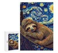 Puzzle Difficile pour Adultes 300 PCS Sloth in Starry Night Style Puzzles pour Adultes - Jeu Familial - pour S'amuser en Famille - Un pour Les Amateurs De Jeux 300 PCS