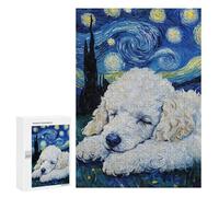 Puzzle Difficile pour Adultes 300 PCS White Caniche Puppy Sleeping Puzzle pour Adultes Jeux De Relaxation Défi Difficile Difficile À Compléter 300 PCS