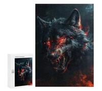 Puzzle Difficile pour Adultes 300 PCS Wild Evil Black Wolf Puzzles pour Adultes - Jeu Familial - pour S'amuser en Famille - Un pour Les Amateurs De Jeux 300 PCS