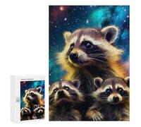 Puzzle difficile pour adultes 300 pièces Raccoons Espace Cosmique Trio Puzzle Jouets Décoration murale Art Cadeau d'anniversaire 300 pièces