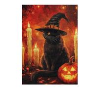 Puzzle Difficile pour Adultes 38x26cm/1000pcs Black Cat Witch Halloween Puzzle pour Adultes - Jeu Manuel - Décoration Parfaite pour Les Amateurs De Jeux 38x26cm/1000pcs
