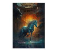 Puzzle Difficile pour Adultes 38x26cm/1000pcs Blue Horse in Ancient Cityscape Puzzle Adulte, Jouet, Décoration Murale, Motif À Assembler, Cadeau pour Les Amis Et La Famille 38x26cm/1000pcs