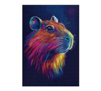 Puzzle Difficile pour Adultes 38x26cm/1000pcs Capybara Rainbow Portrait Puzzle pour Adultes, Jeu De Réflexion, Décoration Intérieure, Défi Éducatif 38x26cm/1000pcs