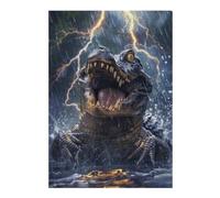 Puzzle Difficile pour Adultes 38x26cm/1000pcs Crocodile Lightning Puzzles pour Adultes, Jouets Anti-Stress, Décoration Intérieure, Cadeau d'anniversaire, Cadeaux, 38x26cm/1000pcs