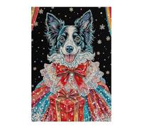 Puzzle Difficile pour Adultes 38x26cm/1000pcs Festive Dog with Gift Casse-tête pour Adultes, Jeu De Réflexion, Décoration Murale, Cadeau d'anniversaire, Cadeaux, 38x26cm/1000pcs