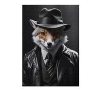 Puzzle Difficile pour Adultes 38x26cm/1000pcs Fox Funny Black and White Puzzles pour Adultes, Jeux en Famille, Défi Éducatif Difficile 38x26cm/1000pcs