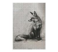 Puzzle Difficile pour Adultes 38x26cm/1000pcs Fox in Charcoal Sketch Casse-tête pour Adultes, Jeu De Réflexion, Décoration Murale, Cadeau d'anniversaire, Cadeaux, 38x26cm/1000pcs