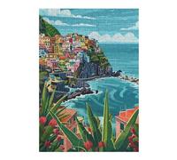 Puzzle Difficile pour Adultes 38x26cm/1000pcs Italy Cinque Terre Town Minimalist Art Puzzle pour Adultes, Jeu De Réflexion, Décoration Intérieure, Défi Éducatif 38x26cm/1000pcs