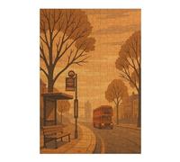 Puzzle Difficile pour Adultes 38x26cm/1000pcs London Bus Stop Illustration Puzzles pour Adultes - Jeu Manuel - Une Œuvre d'art - Un pour Les Amateurs De Jeux 38x26cm/1000pcs
