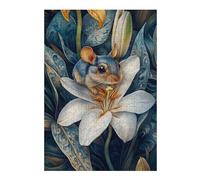 Puzzle Difficile pour Adultes 38x26cm/1000pcs Mouse on White Lily Casse-tête pour Adultes, Jeu De Réflexion, Décoration Murale, Cadeau d'anniversaire, Cadeaux, 38x26cm/1000pcs