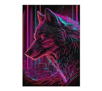 Puzzle Difficile pour Adultes 38x26cm/1000pcs Neon Wolf Cityscape-1 Puzzles pour Adultes Jeux De Détente Cadeau d'anniversaire Cadeau d'anniversaire, Cadeaux, 38x26cm/1000pcs
