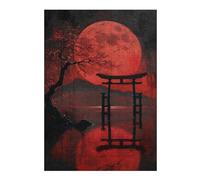 Puzzle Difficile pour Adultes 38x26cm/1000pcs Red Full Moon Holy Lake Puzzles pour Adultes - Jeu Familial - Une Œuvre d'art Stimulante À Compléter 38x26cm/1000pcs