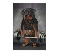 Puzzle Difficile pour Adultes 38x26cm/1000pcs Rottweiler Lifting Weights Puzzle pour Adultes, Jeu De Réflexion, Décoration Intérieure, Défi Éducatif 38x26cm/1000pcs
