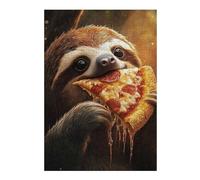 Puzzle Difficile pour Adultes 38x26cm/1000pcs Sloth Eating Pepperoni Salami Pizza Puzzle pour Adultes, Jeu De Réflexion, Décoration Intérieure, Défi Éducatif 38x26cm/1000pcs