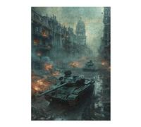 Puzzle Difficile pour Adultes 38x26cm/1000pcs Tanks Urban Warfare Puzzle pour Adultes, Jeu De Réflexion, Décoration Intérieure, Défi Éducatif 38x26cm/1000pcs