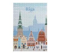 Puzzle Difficile pour Adultes 38x26cm/1000pcs Travel to Riga Puzzle pour Adultes, Jeu De Réflexion, Décoration Intérieure, Défi Éducatif 38x26cm/1000pcs