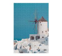 Puzzle Difficile pour Adultes 38x26cm/1000pcs Windmill in Santorini Puzzle pour Adultes - Jeu Manuel - Décoration Parfaite pour Les Amateurs De Jeux 38x26cm/1000pcs