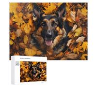 Puzzle Difficile pour Adultes 500 PCS Autumn's Embrace German Shepherd's Cozy Moment Puzzles pour Adultes, Jouet, Décoration Murale, Défi Éducatif De Course De Vitesse Manuelle 500 PCS