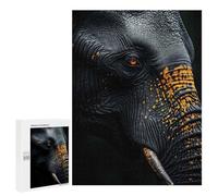 Puzzle Difficile pour Adultes 500 PCS Black Elephant with Orange Markings Puzzles pour Adultes Jeux Amusants Décoration Intérieure Défi Éducatif 500 PCS