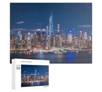 Puzzle Difficile pour Adultes 500 PCS City Lights A Nighttime Panorama Puzzles pour Adultes, Jouet, Décoration Murale, Défi Éducatif De Course De Vitesse Manuelle 500 PCS