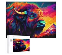 Puzzle Difficile pour Adultes 500 PCS Colorful Bison Majesty Puzzles pour Adultes, Jouet, Décoration Murale, Défi Éducatif De Course De Vitesse Manuelle 500 PCS
