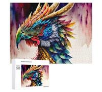 Puzzle Difficile pour Adultes 500 PCS Colorful Mythical Dragon Art Print Puzzles pour Adultes, Jouet, Décoration Murale, Défi Éducatif De Course De Vitesse Manuelle 500 PCS