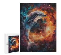 Puzzle Difficile pour Adultes 500 PCS Cosmic Dolphin Dance Puzzles pour Adultes - Jeu Familial - pour S'amuser en Famille - Un pour Les Amateurs De Jeux 500 PCS