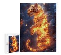 Puzzle Difficile pour Adultes 500 PCS Fiery Tiger Standing Amidst Smoky Landscape Casse-tête pour Adultes, Jeu De Réflexion, Cadeau d'anniversaire, Cadeaux, 500 PCS