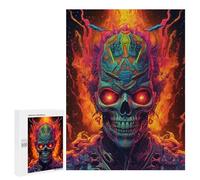 Puzzle Difficile pour Adultes 500 PCS Flaming Skull Artwork -7 Puzzles pour Adultes, Jouet, Décoration Murale, Défi Éducatif De Course De Vitesse Manuelle 500 PCS