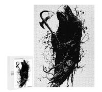 Puzzle Difficile pour Adultes 500 PCS Grim Reaper with Axe Black and White Puzzles pour Adultes - Jeu Familial - pour S'amuser en Famille - Un pour Les Amateurs De Jeux 500 PCS