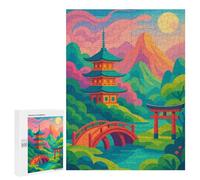 Puzzle Difficile pour Adultes 500 PCS Japanese Landscape with Pagoda and Torii Puzzles pour Adultes - Jeu Familial - pour S'amuser en Famille - Un pour Les Amateurs De Jeux 500 PCS