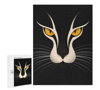 Puzzle Difficile pour Adultes 500 PCS Minimalist Cat Vector Portrait with Golden Eyes Puzzles pour Adultes - Jeu Familial - pour S'amuser en Famille - Un pour Les Amateurs De Jeux 500 PCS