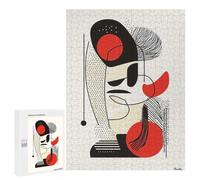 Puzzle Difficile pour Adultes 500 PCS Modern Abstract Face - Geometric Minimalist Wall Art Puzzles pour Adultes - Jeu Familial - pour S'amuser en Famille - Un pour Les Amateurs De Jeux 50