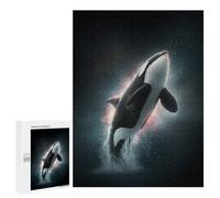 Puzzle Difficile pour Adultes 500 PCS Orca Whale Leaping in Space Puzzles pour Adultes - Jeu Familial - pour S'amuser en Famille - Un pour Les Amateurs De Jeux 500 PCS