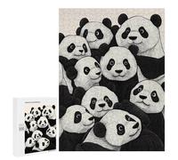 Puzzle Difficile pour Adultes 500 PCS Pandas Party Black & White Casse-tête pour Adultes, Jeu De Réflexion, Cadeau d'anniversaire, Cadeaux, 500 PCS