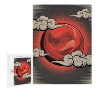 Puzzle Difficile pour Adultes 500 PCS Red Sun with Clouds and Rays Puzzles pour Adultes - Jeu Familial - pour S'amuser en Famille - Un pour Les Amateurs De Jeux 500 PCS