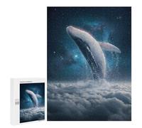 Puzzle Difficile pour Adultes 500 PCS Whale Breaching Through Clouds Into Space Puzzles pour Adultes - Jeu Familial - pour S'amuser en Famille - Un pour Les Amateurs De Jeux 500 PCS