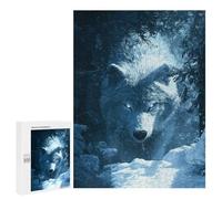 Puzzle Difficile pour Adultes 500 PCS White Wolf in Snowy Forest Puzzles pour Adultes Jeux Amusants Décoration Intérieure Défi Éducatif 500 PCS
