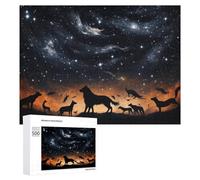 Puzzle Difficile pour Adultes 500 PCS Wolves Under A Starlit Sky Puzzles pour Adultes, Jouet, Décoration Murale, Défi Éducatif De Course De Vitesse Manuelle 500 PCS