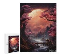 Puzzle difficile pour adultes 500 pièces Mystical Moonlit Sakura Valley Puzzle Jouet Décoration murale Art Cadeau d'anniversaire 500 pièces