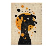 Puzzle Difficile pour Adultes 52x38cm/1000pcs Abstract Dog Vector Portrait with Orange Circle Puzzles pour Adultes - Jeux De Détente - Analyse Et Logique - Défi Éducatif 52x38cm/1000pcs