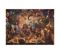 Puzzle Difficile pour Adultes 52x38cm/1000pcs Animals Celebrating with Balloons and Food Puzzle pour Adultes, Jouet Anti-Stress, Cadeau d'anniversaire pour Les Amis Et La Famille 52x38cm/1000pcs